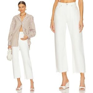 MOUSSY VINTAGE AURORA WIDE STRAIGHT CROPPED JEANS WHITE SUMMER SZ 29